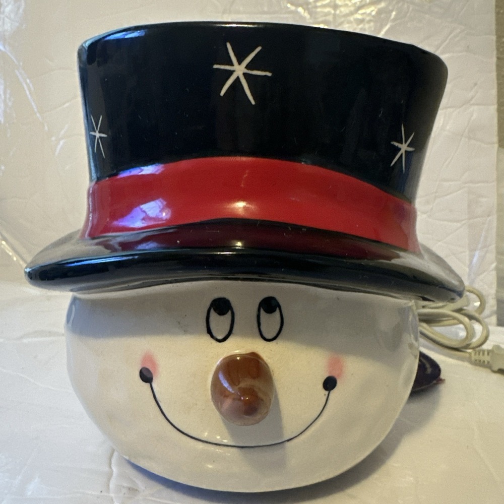 Crazy Mountain Large Ceramic Snowman Head Electric Jar Candle Warmer Holiday